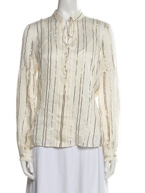 Derek Lam 10 Crosby Silk Striped Button Up Top